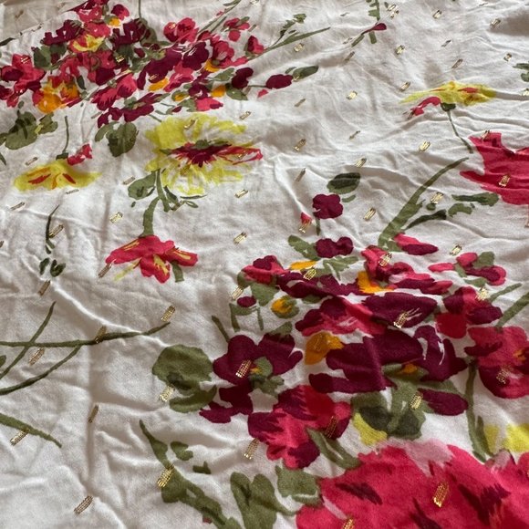 Lane Bryant | Womens 22/24 Off Shoulder White Floral Print 3/4 Sleeve Metallic - Picture 7 of 13